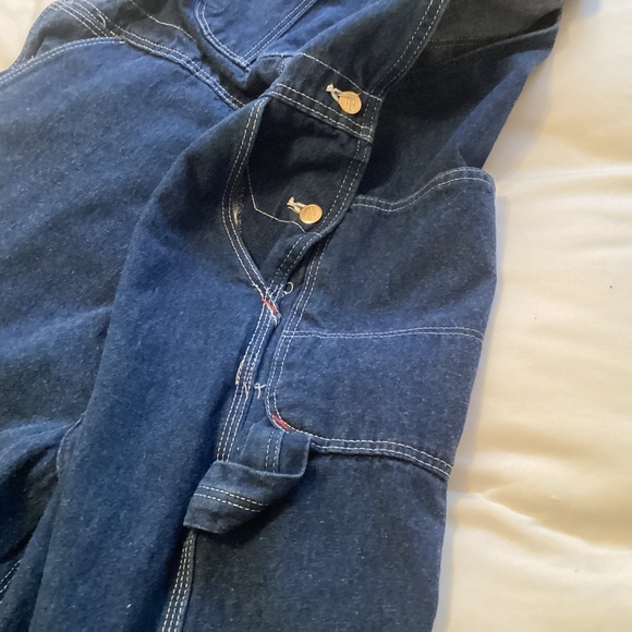 Dickies Mens denim Button Fly Bib Overalls size 40 Made in USA vintage - Picture 8 of 13